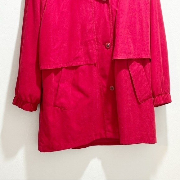 Vintage GALLERY Women’s Red Overcoat Zip Out Lining Lace Up Detail On Back Sz L - Picture 4 of 10